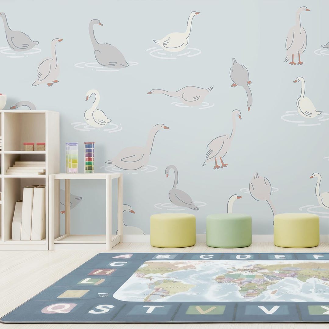 Gooses Wall Art Wallpaper for Kids Bedroom: Nursery Room Wall Decor ...