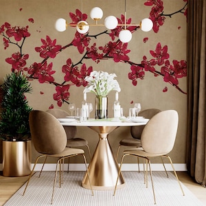 Chinoiserie Floral Wallpaper: Asian Inspired Peel and Stick Mural