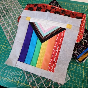 LGBTQIA+ Pride Flag Paper Piecing Pattern - 10x10in - 12x12in - Block - Pride Quilt Pattern - PDF Digital Pattern