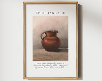 Ephesians 2:10 Christian Wall Art, Printable Bible Verse Wall Art, Large Vintage Painting, Minimalist Wall Art, Digital Farmhouse Wall Decor