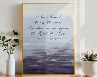 Arte de pared con acuarela y cita de Charles Spurgeon, decoración de pared cristiana reformada, regalo imprimible para arte de pared cristiano, pintura de acuarela