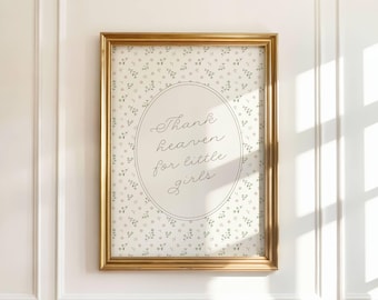 Thank Heaven for Little Girls, Baby Girl Nursery Decor, Printable Vintage Nursery Wall Art, Nursery Prints Girl, Digital Nursery Art