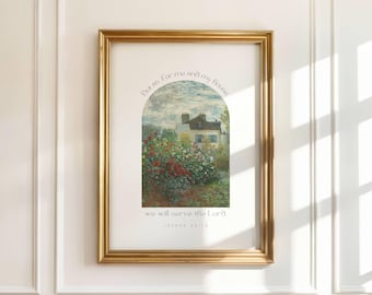 Arte mural cristiano con el versículo de Josué 24:15, «Pero en cuanto a mí y a mi casa», impresión digital de las Escrituras, decoración de pared con versículo bíblico imprimible.