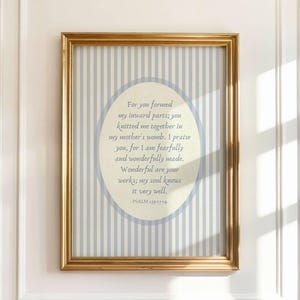 Psalm 139 vintage kinderkamer print blauw, babyjongen schrift kunst aan de muur, antieke bijbelvers poster, kinderkamer decor, digitale download