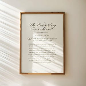 Heidelberg Catechism Question Print, Reformed Wall Art, Reformed Confession Home Decor, Reformation Day Artwork, Reformed Theology Poster