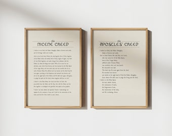 The Apostles Creed Wall Art, Nicene Creed Print, Christian Wall Art Bundle, Biblical Set of 3 Prints, Religious Wall Decor, Digital Download