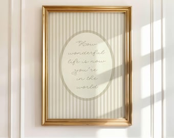 How Wonderful Life Is Nursery Wall Art, Gender Neutral Nursery Decor, Printable Vintage Artwork, Playroom Prints, Digital Child Room Poster