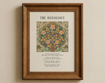The Doxology Wall Art, Christian Home Decor, Vintage Art Print, Digital Download Art, Christian Wall Art, Hymn Wall Art, Doxology Print