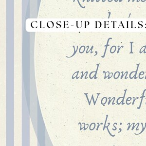 Psalm 139 Vintage Nursery Print Blue, Baby Boy Scripture Wall Art, Antique Bible Verse Poster, Children's Bedroom Decor, Digital Download image 2