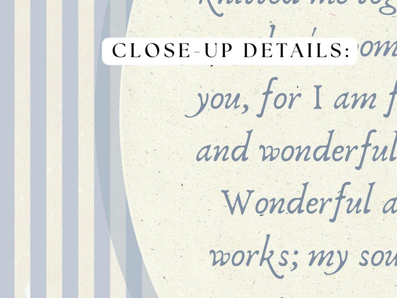 Psalm 139 Vintage Nursery Print Blue, Baby Boy Scripture Wall Art, Antique Bible Verse Poster, Children's Bedroom Decor, Digital Download image 2