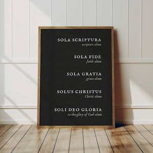 Five Solas Wall Art, Reformed Christian Home Decor, Reformation Day Gift, 5 Solas Reformed Theology Christian Poster, Calvinist Home Decor