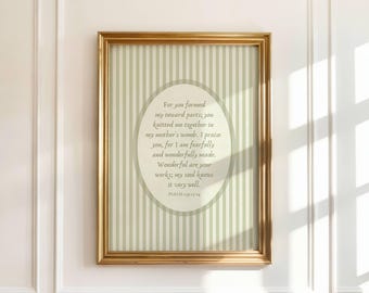 Christian Nursery Wall Art, Sage Green Wall Art, Baby Girl Nursery Decor, Psalm 139 Print, Vintage Nursery Prints, Baby Boy Nursery Art