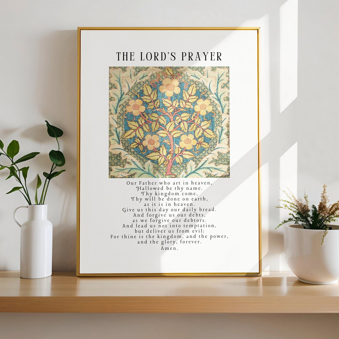 The Lord's Prayer Wall Art, Christian Home Decor, Vintage Art Print
