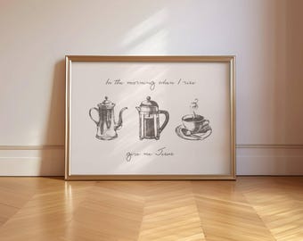 Give Me Jesus Print, Coffee Bar Sign, Vintage Kitchen Art, Digital Christian Wall Art, Printable Coffee Wall Art, Reformed Christian Gift