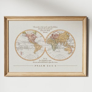 Christelijke kunst aan de muur, wanddecoratie psalmen, vintage kaartafdruk, grote schrift afdrukbaar, bijbelversafdruk, antieke kaartposter, klasdecor