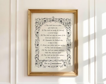 The Ten Commandments Wall Art, Christian Digital Prints, 10 Commandments Print, Printable Christian Wall Art, Scripture Wall Art Poster