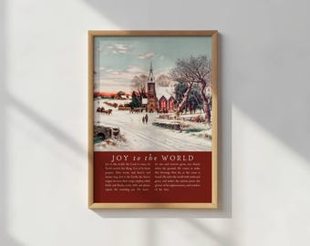 Joy to the World, Classic Hymn Print, Printable Christmas Wall Art, Vintage Christian Hymn Art, Christmas Carol Lyric, Christmas Home Decor