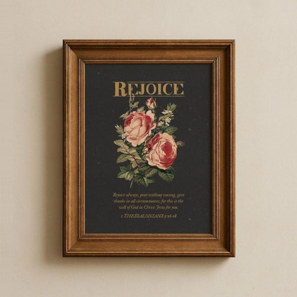 Floral Bible Verse Wall Art | Moody Christian Print | Black Scripture Artwork | Dark Bible Verse Printable | Biblical Digital Download