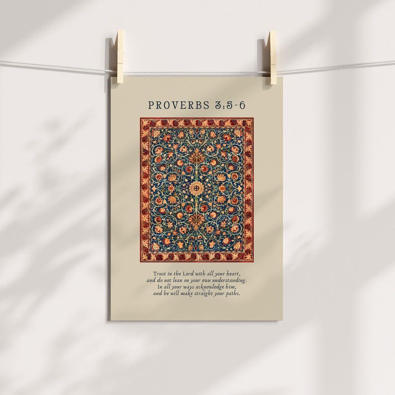 Proverbs 3 Print, Vintage Christian Wall Art, William Morris Decor ...