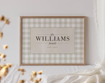 Last Name Wall Art, Custom Vintage Wall Art, Family Name Print, Unique Housewarming Gift, Custom Wedding Gift, Elegant Living Room Decor