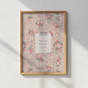 Christian Wall Art, Dorm Room Decor, Pink Preppy Wall Art, Vintage Floral Print, Girl Bedroom Digital Print, Printable Grandmillennial Art