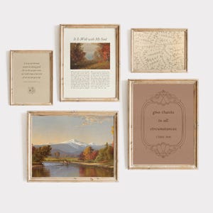 Christian Gallery Wall Art Set of 5 Colorful Vintage Print Bundle Bible Verse Home Decor Aesthetic Christian Artwork Scripture Wall Decor