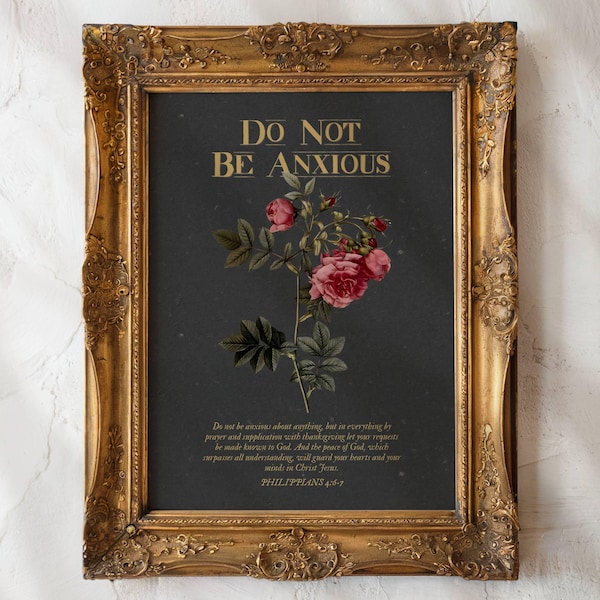 Floral Bible Verse Print | Vintage Christian Wall Art | Pink Scripture Artwork | Black Biblical Poster Download | Printable Religious Decor