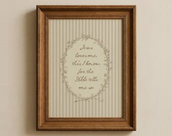 Jesus Loves Me Vintage Nursery Print, Gender Neutral Nursery Decor, Playroom Wall Art, Baby Girl Nursery Wall Art, Baby Boy Nursery Decor