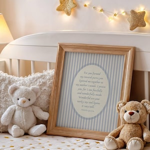 Psalm 139 Vintage Nursery Print Blue, Baby Boy Scripture Wall Art, Antique Bible Verse Poster, Children's Bedroom Decor, Digital Download image 5