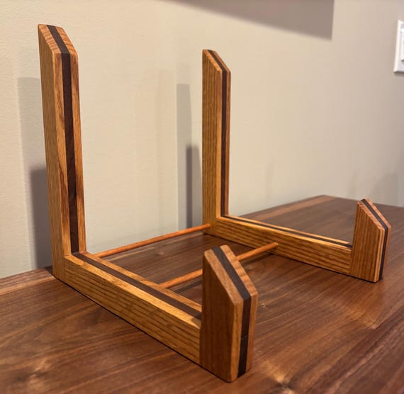 Vinyl Record Display Flip Rack: Handcrafted from Oak and Walnut