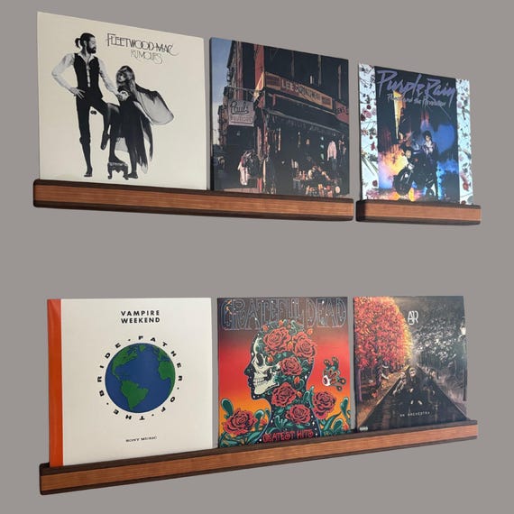 Personalized Wood Floating Vinyl Record Shelf: Wall Mounted Album Display