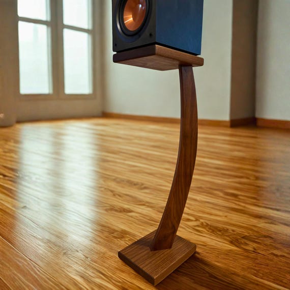 Custom Walnut Speaker Stands Set (Set of 2): Gravity Bending Illusion Style