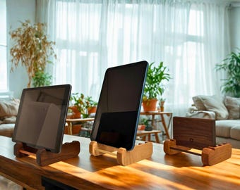 Personalized Wood iPad Stand: Multiple Color Combinations, Adjustable Viewing Angle, Handcrafted Tablet Stand Holder