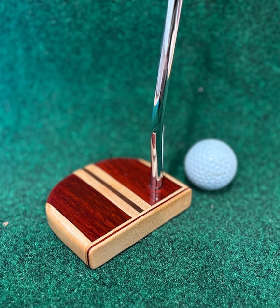 Wood Golf Putter handcrafted with steel shaft and leather grip.  Gift for Golfer, Retirement Gift, Gift for Him, Gift for Her, Golf Gift