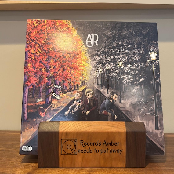 Personalized Walnut & Cherry Vinyl Record Display: Custom Engraved Album Holder