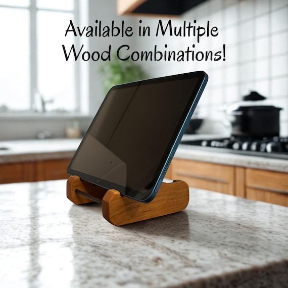 Personalized Wood iPad Stand: Multiple Color Combinations, Adjustable Viewing Angle, Handcrafted Tablet Stand Holder