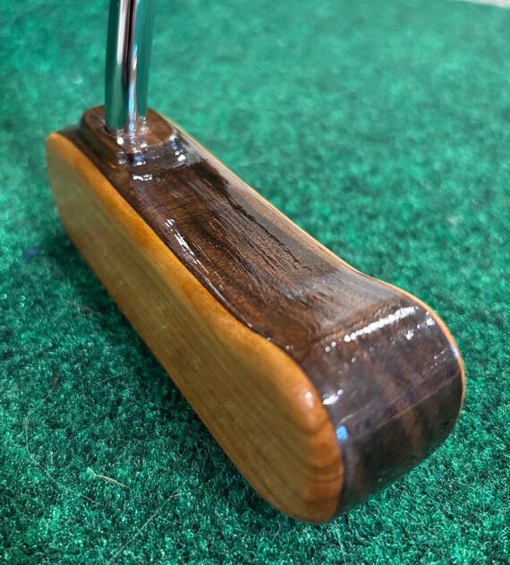 Personalizable Walnut & Cherry blade-style wooden putter. Gift for Golfer, Wood Putter, Retro Putter, Custom putter.