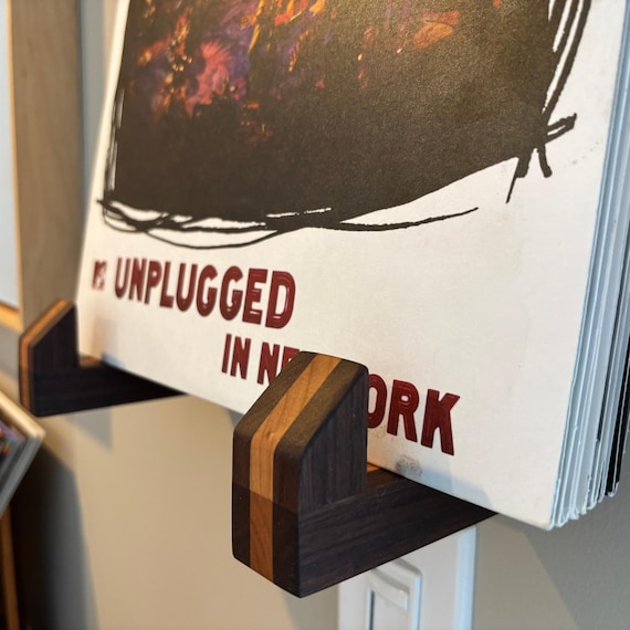 Handcrafted Wall Mounted Vinyl Record Display: Hardwood Album Storage