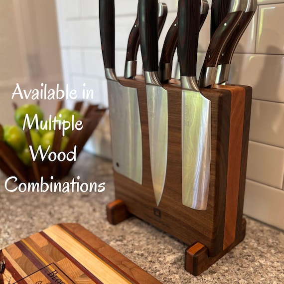 Personalized Magnetic Walnut & Cherry Knife Block