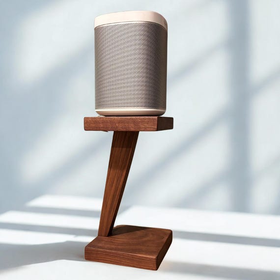 Wood Desktop Speaker Stands: Arched Angle Design, Walnut or Cherry, Set of 2 stands