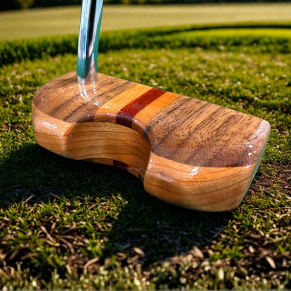 Custom Walnut & Cherry Wood Golf Putter: Half-Mallet Style, Gift for Golfer