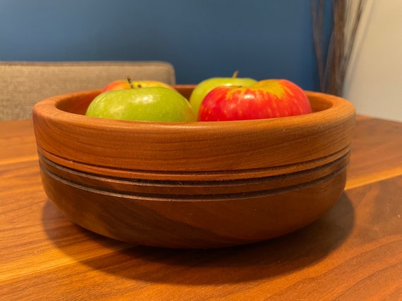 Hand turned Wooden Bowl made from Walnut and Cherry hardwoods. 9" X 3"