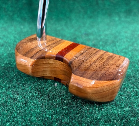 Custom Walnut and Cherry half-mallet style wood putter.  Gift for Golfer, Wooden Putter, Golf Gift, Retro Putter, Golf Putter.