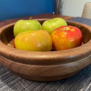 Hand turned Walnut Wooden Bowl  9&quot; X 3&quot;