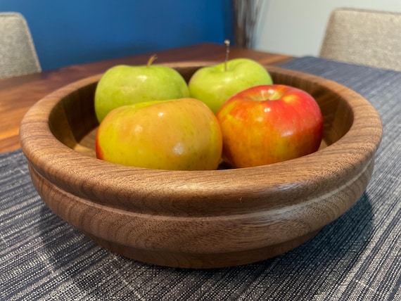 Hand turned Walnut Wooden Bowl  9" X 3"