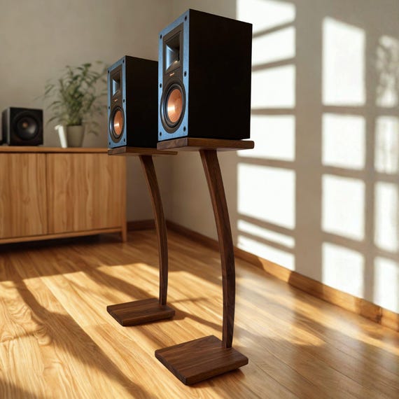 Walnut Speaker Stands: Arched Design, Set of 2 stands