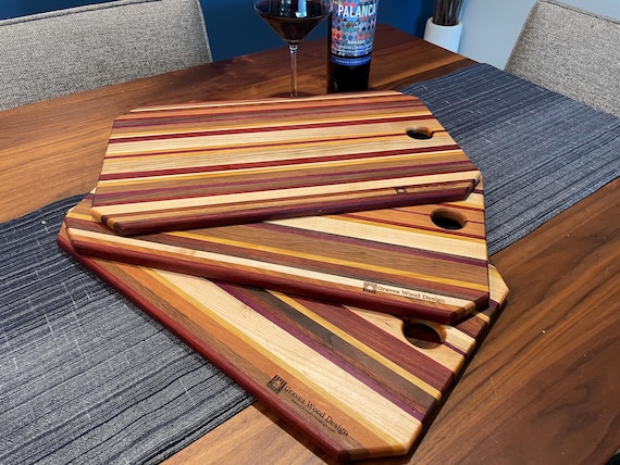 Multi-Colored Striped Striped Personalized Charcuterie Boards