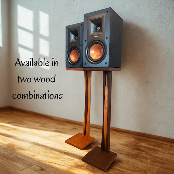 Handcrafted Wood Speaker Stands: Walnut and Cherry Reflex Design, Set of 2 stands
