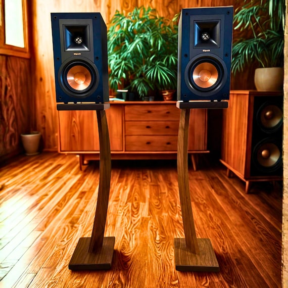 Custom Walnut Speaker Stands Set (Set of 2): Gravity Bending Illusion Style