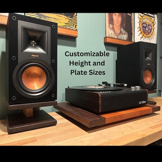 Custom Walnut & Cherry Wood Speaker Stands: Desktop Audio Speaker Monitor Pair